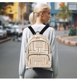 White Beige Brown Design Women's Backpack Purse Quilted Quilted Travel Bag White Beige Geometric Design Medium $19.88 Backpacks