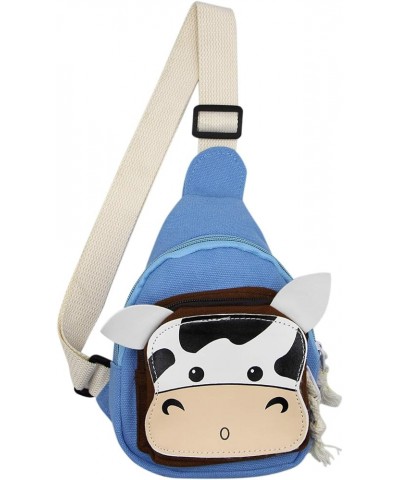 Sling Bags, Crossbody Chest Bag, Canvas Daily Sports Shoulder Bag for Women Lady, Cute Cow Ox Bull Bull, Blue $12.16 Satchels