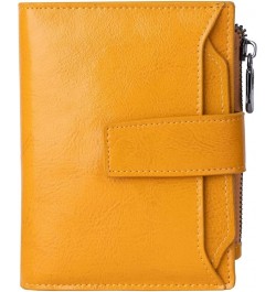 Women's Small Leather RFID Blocking Bifold Zipper Pocket Wallet Ladies Credit Card Slots Purse with id Window Yellow $13.73 W...