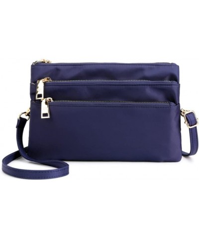 Nylon Crossbody Purse for Women Casual Daily Multi-Zipper Crossbody Bag Messenger Bag Blue $23.28 Totes