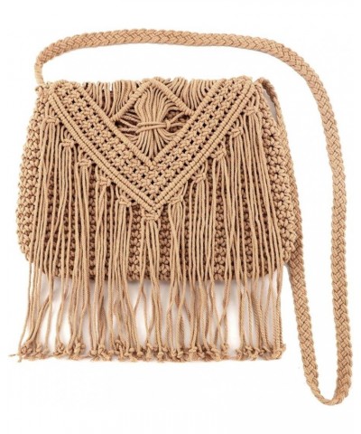 Van Caro Handwoven Cotton Straw Shoulder Bag Crochet Tassel Beach Bohemian Purse for Women 5736 Light Coffee $13.59 Totes