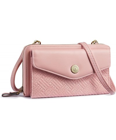 Wristlet Wallets for Women Crossbody Cell Phone Purse RFID Blocking with Card Holder Pink $18.55 Crossbody Bags