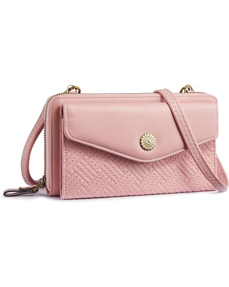 Wristlet Wallets for Women Crossbody Cell Phone Purse RFID Blocking with Card Holder Pink $18.55 Crossbody Bags