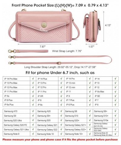 Wristlet Wallets for Women Crossbody Cell Phone Purse RFID Blocking with Card Holder Pink $18.55 Crossbody Bags