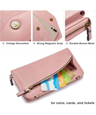 Wristlet Wallets for Women Crossbody Cell Phone Purse RFID Blocking with Card Holder Pink $18.55 Crossbody Bags