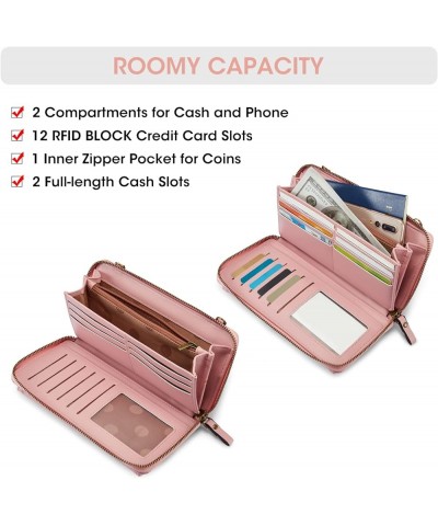 Wristlet Wallets for Women Crossbody Cell Phone Purse RFID Blocking with Card Holder Pink $18.55 Crossbody Bags