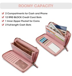 Wristlet Wallets for Women Crossbody Cell Phone Purse RFID Blocking with Card Holder Pink $18.55 Crossbody Bags