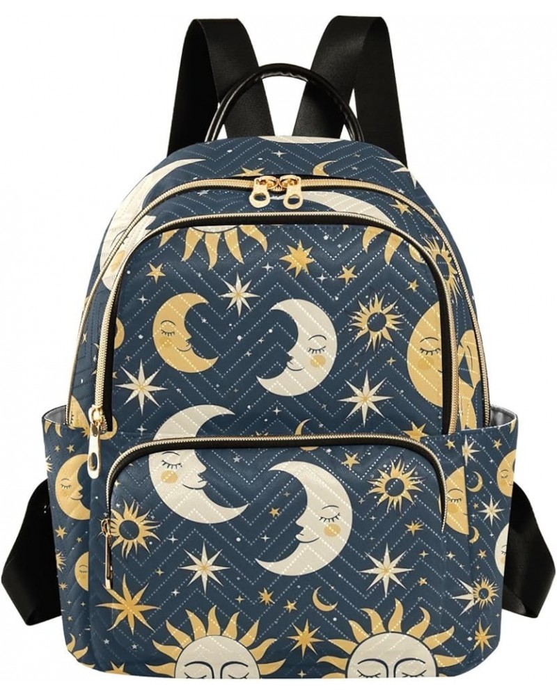 Small Backpack Purse for Women, Sun Moon Star Blue Travel Bag Casual Daypack Shoulder Bag Medium $15.84 Backpacks