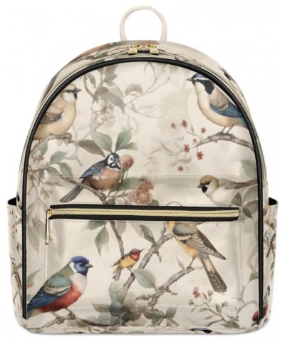 Vintage Bird Printed Backpack Purse for Women PU Leather Lightweight Ladies Shoulder Fashion Satchel Bags Travel Casual Daypa...