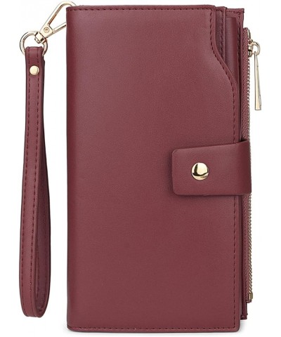 Wallet Women Vegan Leather RFID Blocking Large Ladies Wristlet Purse Card Holder Organizer Clutch 226 Purple Red $15.92 Wrist...