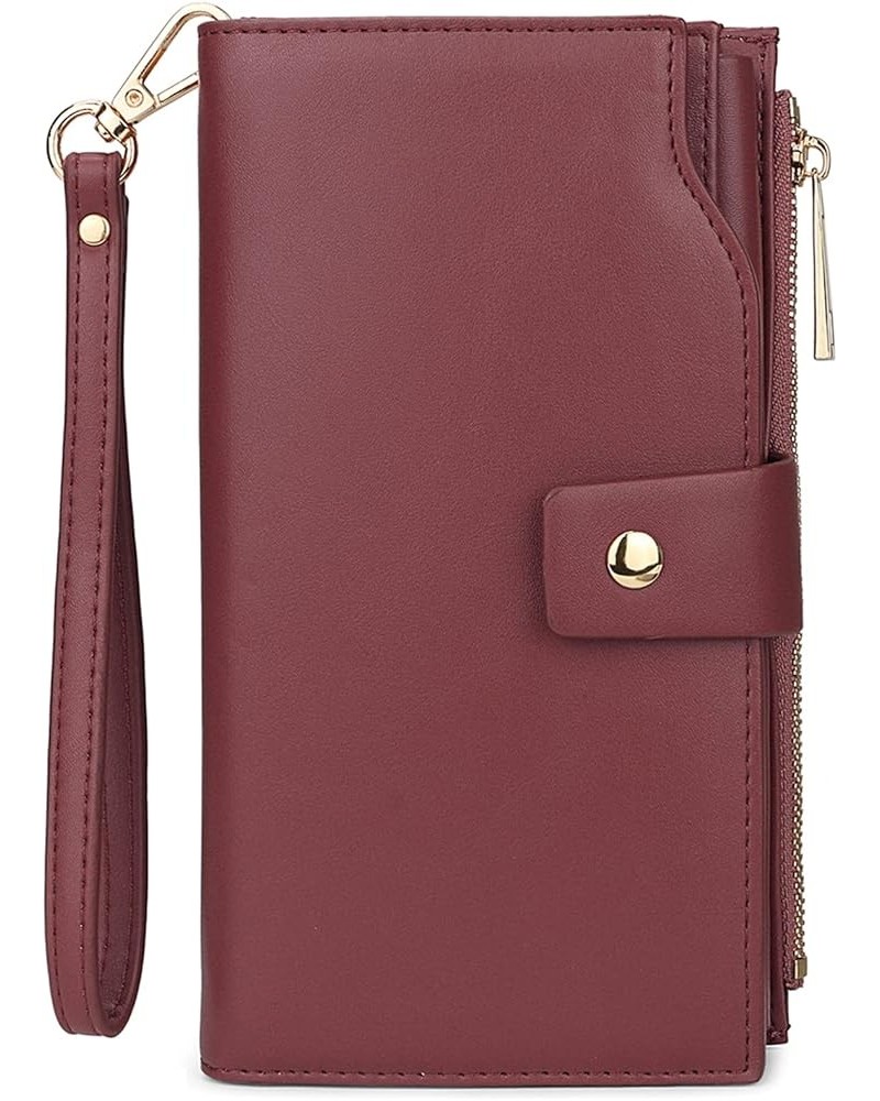 Wallet Women Vegan Leather RFID Blocking Large Ladies Wristlet Purse Card Holder Organizer Clutch 226 Purple Red $15.92 Wrist...