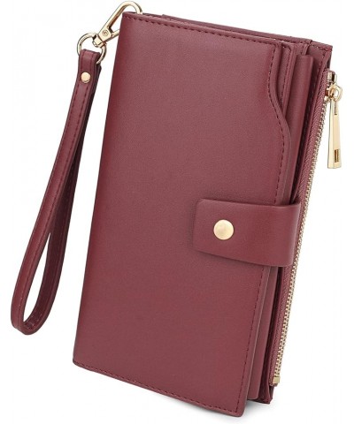 Wallet Women Vegan Leather RFID Blocking Large Ladies Wristlet Purse Card Holder Organizer Clutch 226 Purple Red $15.92 Wrist...