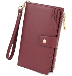 Wallet Women Vegan Leather RFID Blocking Large Ladies Wristlet Purse Card Holder Organizer Clutch 226 Purple Red $15.92 Wrist...