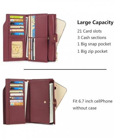 Wallet Women Vegan Leather RFID Blocking Large Ladies Wristlet Purse Card Holder Organizer Clutch 226 Purple Red $15.92 Wrist...