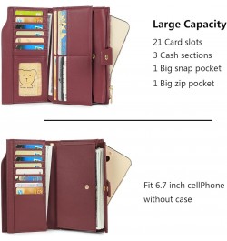 Wallet Women Vegan Leather RFID Blocking Large Ladies Wristlet Purse Card Holder Organizer Clutch 226 Purple Red $15.92 Wrist...