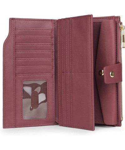 Wallet Women Vegan Leather RFID Blocking Large Ladies Wristlet Purse Card Holder Organizer Clutch 226 Purple Red $15.92 Wrist...