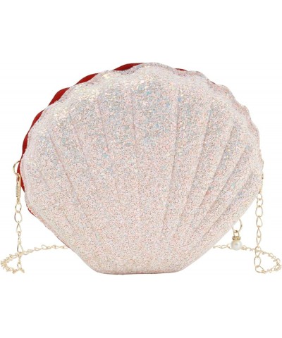 Van Caro Womens Glitter PU Leather Shell Pearl Cross-body Shoulder Bags Purse Pink01 $18.03 Evening Bags