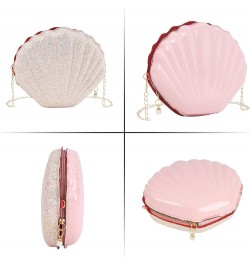 Van Caro Womens Glitter PU Leather Shell Pearl Cross-body Shoulder Bags Purse Pink01 $18.03 Evening Bags