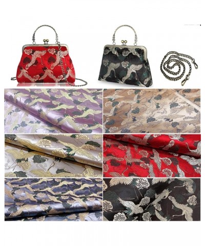 Floral Top Handle Handbag Chain Strap Women Kiss Lock Canvas Frame Shoulder Bag Animal-embroidery $25.19 Shoulder Bags