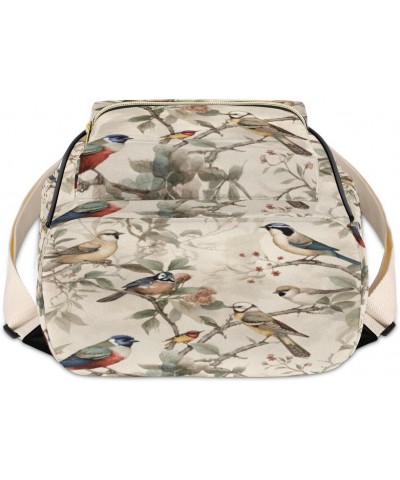 Vintage Bird Printed Backpack Purse for Women PU Leather Lightweight Ladies Shoulder Fashion Satchel Bags Travel Casual Daypa...