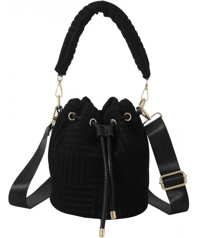 Bucket Bags for Women, Mini Drawstring Purse Faux Fur Bucket Handbags Hobo Crossbody Bag Black $13.25 Hobo Bags