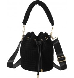 Bucket Bags for Women, Mini Drawstring Purse Faux Fur Bucket Handbags Hobo Crossbody Bag Black $13.25 Hobo Bags