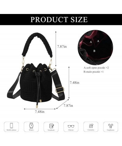 Bucket Bags for Women, Mini Drawstring Purse Faux Fur Bucket Handbags Hobo Crossbody Bag Black $13.25 Hobo Bags