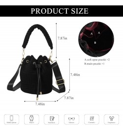 Bucket Bags for Women, Mini Drawstring Purse Faux Fur Bucket Handbags Hobo Crossbody Bag Black $13.25 Hobo Bags