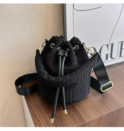 Bucket Bags for Women, Mini Drawstring Purse Faux Fur Bucket Handbags Hobo Crossbody Bag Black $13.25 Hobo Bags