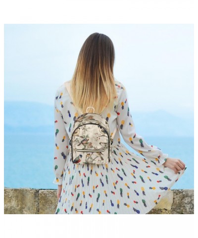 Vintage Bird Printed Backpack Purse for Women PU Leather Lightweight Ladies Shoulder Fashion Satchel Bags Travel Casual Daypa...