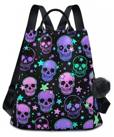 Women Backpack Purse Stars Purple Skulls Backpack for Women Anti-theft Shoulder Bag Carry On Backpack Lightweight Rucksack Fa...