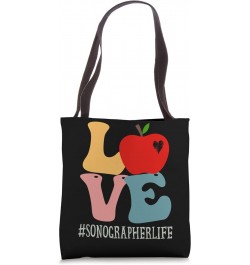 Sonographer Love Apple Groovy Retro Cute Back To School Tote Bag $17.10 Totes