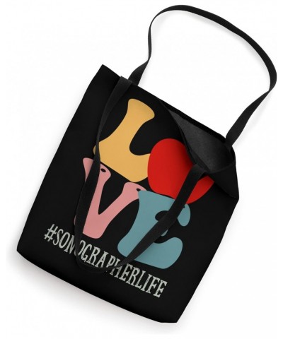 Sonographer Love Apple Groovy Retro Cute Back To School Tote Bag $17.10 Totes