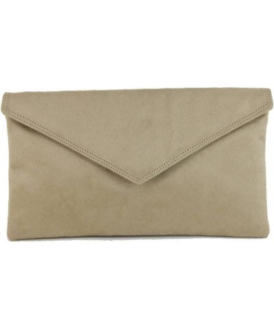 Womens Neat Envelope Faux Suede Clutch Bag/Shoulder Bag Magnolia Beige $18.89 Clutches