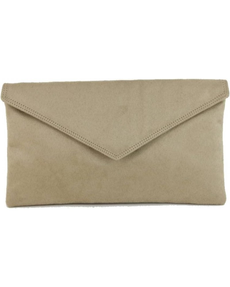 Womens Neat Envelope Faux Suede Clutch Bag/Shoulder Bag Magnolia Beige $18.89 Clutches