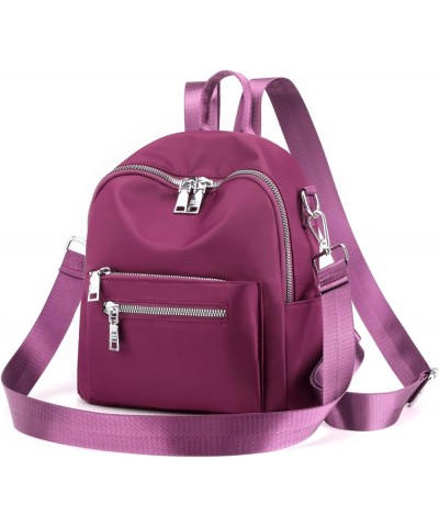 Small Backpack Women's Waterproof Nylon Shoulder Bag Retro European Casual Travel Bag, Purple Dark Blue $25.71 Backpacks