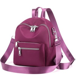 Small Backpack Women's Waterproof Nylon Shoulder Bag Retro European Casual Travel Bag, Purple Dark Blue $25.71 Backpacks