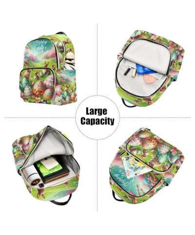 Owl Couple Heart Shape Cloud Women Backpack Purse Quilted Anti Theft Travel Backpack Happy Easter Eggs Bunnies Spring Blossom...