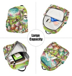 Owl Couple Heart Shape Cloud Women Backpack Purse Quilted Anti Theft Travel Backpack Happy Easter Eggs Bunnies Spring Blossom...