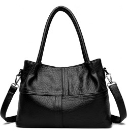 Women's Handbags Large Capacity PU Leather Tote Bag Top Handle Satchel Handbags 3916 Black $27.72 Totes