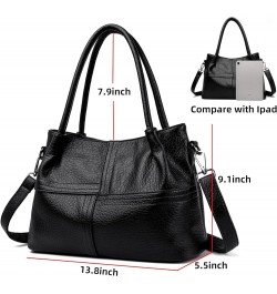 Women's Handbags Large Capacity PU Leather Tote Bag Top Handle Satchel Handbags 3916 Black $27.72 Totes