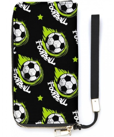 Soccer Ball And Urban Leather Wallet Vertical Long Wallet for Men With Credit Card Holder Zip Coin Pocket $21.89 Wallets