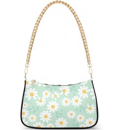 Cross Body Bag Geometric Pattern with Hearts Tote Bag Chain Bag Shoulder Bag Handbag Purse for Women Daisy Flower Field on Mi...