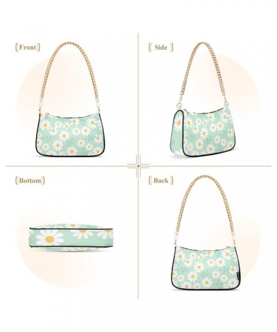 Cross Body Bag Geometric Pattern with Hearts Tote Bag Chain Bag Shoulder Bag Handbag Purse for Women Daisy Flower Field on Mi...