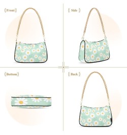 Cross Body Bag Geometric Pattern with Hearts Tote Bag Chain Bag Shoulder Bag Handbag Purse for Women Daisy Flower Field on Mi...