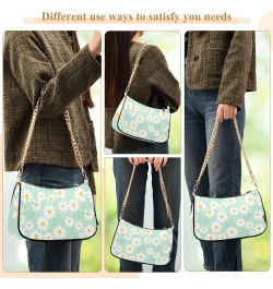 Cross Body Bag Geometric Pattern with Hearts Tote Bag Chain Bag Shoulder Bag Handbag Purse for Women Daisy Flower Field on Mi...