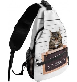 Sling Bag Crossbody Bag for Women Men Guilty Animal Crime Cat with Nunber Board No.230573 Waterproof Hiking Backpack Lightwei...