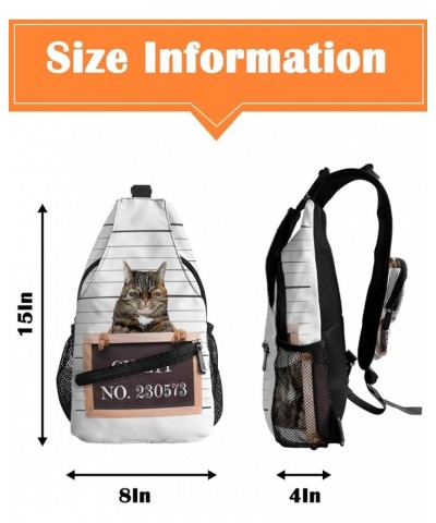 Sling Bag Crossbody Bag for Women Men Guilty Animal Crime Cat with Nunber Board No.230573 Waterproof Hiking Backpack Lightwei...