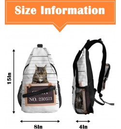 Sling Bag Crossbody Bag for Women Men Guilty Animal Crime Cat with Nunber Board No.230573 Waterproof Hiking Backpack Lightwei...