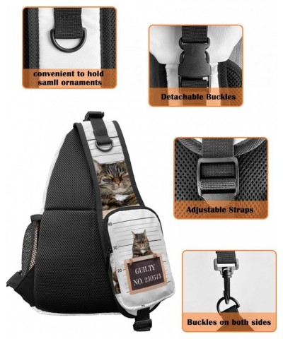 Sling Bag Crossbody Bag for Women Men Guilty Animal Crime Cat with Nunber Board No.230573 Waterproof Hiking Backpack Lightwei...